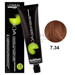 L'Oréal Professionnel Permanent ammonia-free color cream Inoa - Warm maroon / beige tones 60 ml.